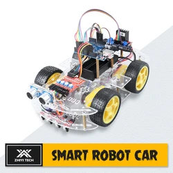 Zhiyitech – Kit de voiture Robot intelligent, Kit de Version améliorée pour Arduino pour UNO CH340, Kit de programmation de tige de Robot à monter soi même 