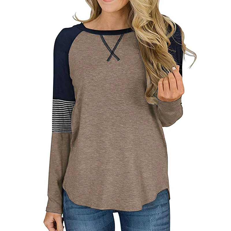 Tanie Nowa koszulka z długim rękawem damska jesień wiosna wokół szyi Casual luźna koszulka damska koszulka damska tshirt ubrania damskie 2020