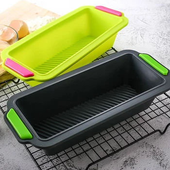 

Rectangular Bread Tray Silicone Two-Color Cake Mold Binaural Toast Bread Box Long Square Toast Mold Non-Stick Baking Tool