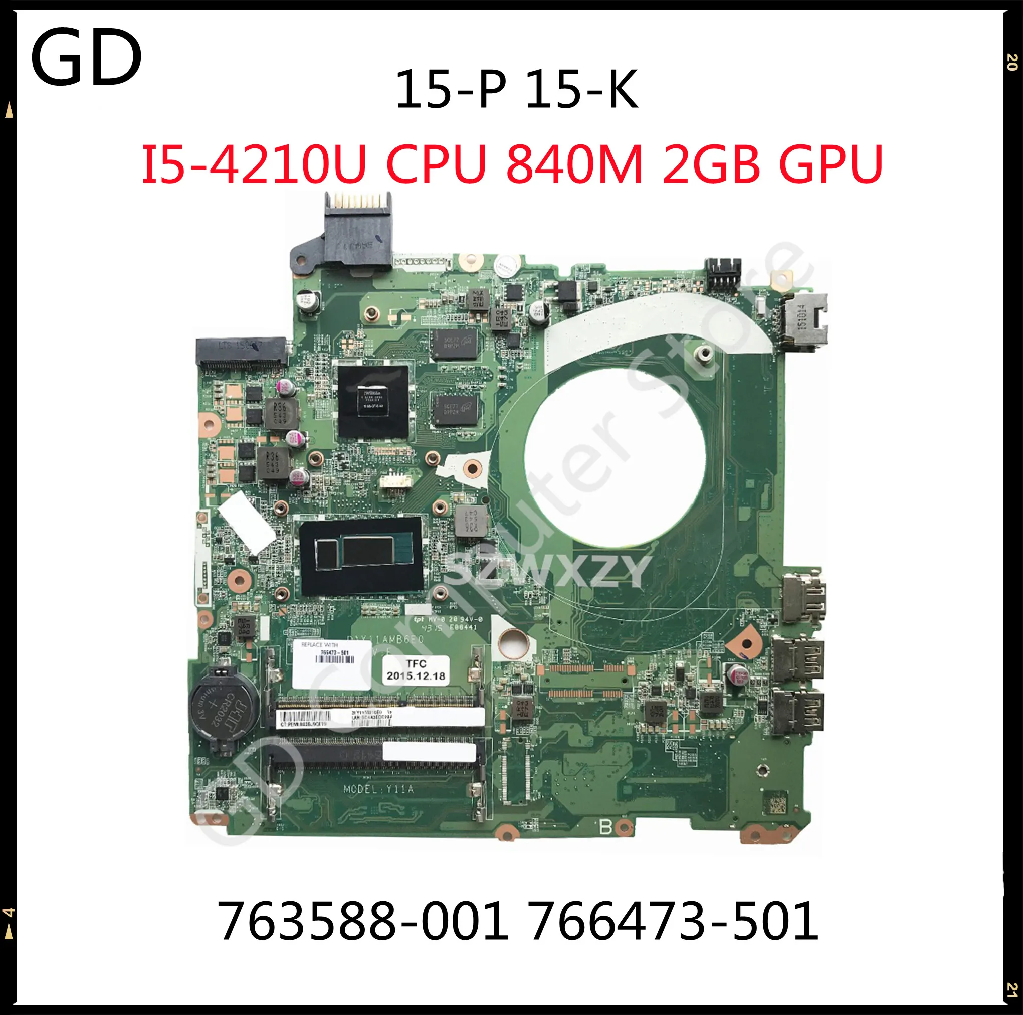 Материнская плата GD для ноутбука HP Envy 15-P 15-K 763588-001 766473-501 DAY11AMB6E0 SR1EF I5-4210U CPU 840M 2 Гб GPU