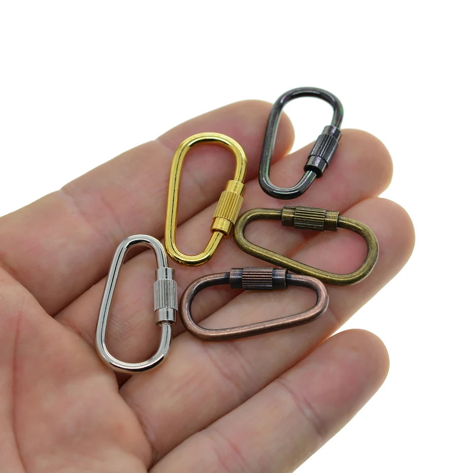 Mousquetons à Vis Ovales 24 Mm - Acier Inoxydable Doré - Lot De 4 - Pour Porte-clés, Bijoux, Sacs - Verrouillage Sécurisé à Clé
