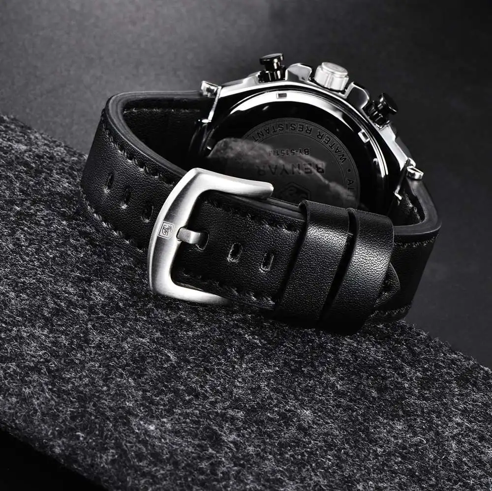 BENYAR большой цифровой хронограф часы мужские водонепроницаемые кварцевые наружные военные часы кожаные спортивные армейские часы мужские Relogio Masculino
