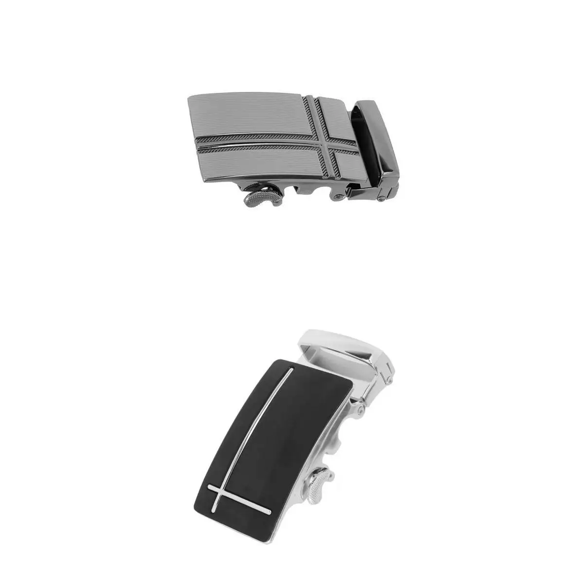 2x Mens Fashion and Durable Belt Buckle Automatic Slide Click Buckle Ratchet Belt Buckle, for Black Leather Belt
