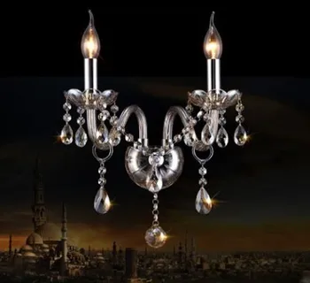 

European creative transparent TV background wall living room bedroom bedside crystal wall lamp