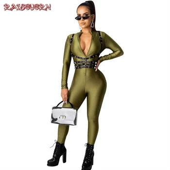 

RAISEVERN Sexy Rompers Women Jumpsuit Fashion Fall Winter Body One Piece Outfits Black Overall Long Sleeve Bodycon Jumpsuit 2019