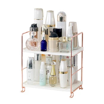 

2/3 Layers Bathroom Makeup Organizer Desktop Cosmetics Storage Rack Rose GoldAssembled Kitchen Seasoning Iron Storage Shelves