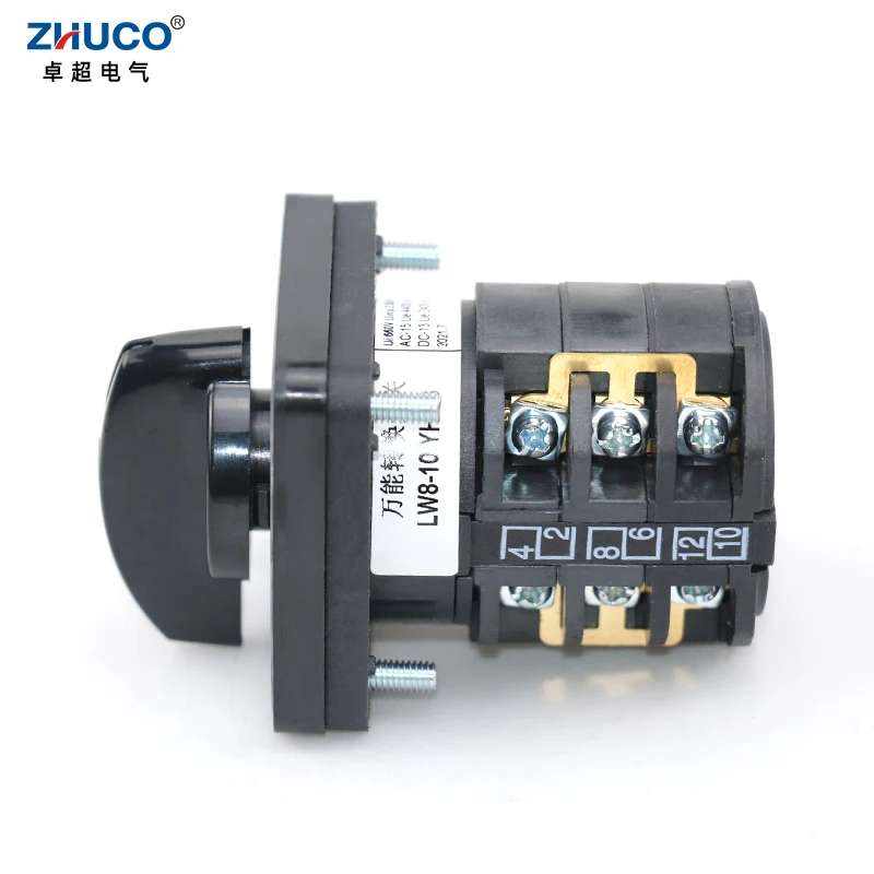 ZHUCO LW8D-10/YH3.3 10A 660V 4 위치 3 상 측정 전압계 변환 선택기 전환 캠 스위치