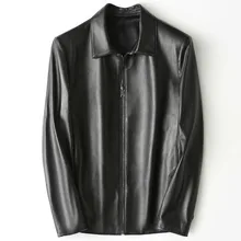 Короткая мужская кожаная куртка из овчины, куртка из натуральной кожи, мужская одежда размера плюс Veste Cuir Homme CSQ790 KJ2178