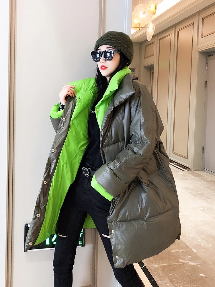 Korean Style Winter Women Down Jacket Oversize Loose Hooded Female Puffer  Jackets Short Padded Solid Womens Down Coat - AliExpress