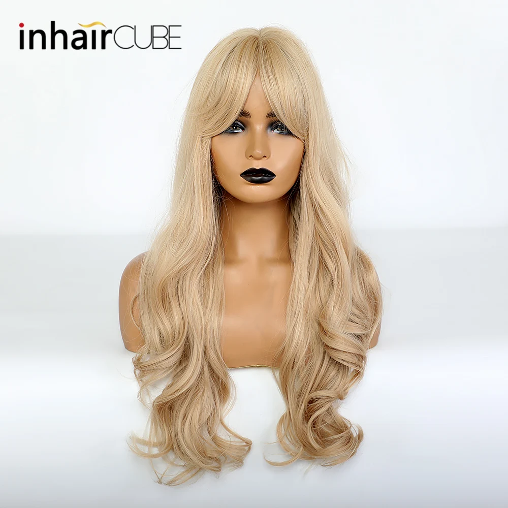 Inhaircube светильник блондинка волна воды длинный синтетический парик с челкой
