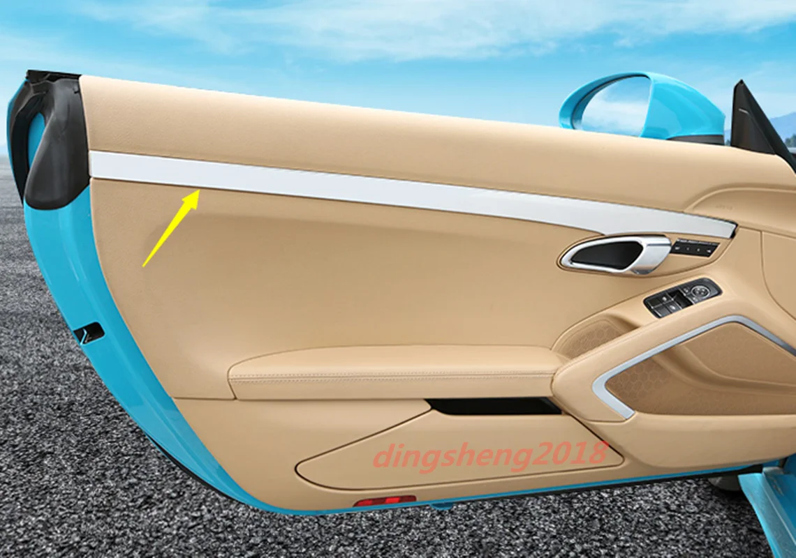 Для Porsche 718 Cayman Boxster нержавеющая стальная Внутренняя дверь полоса украшения 2 шт