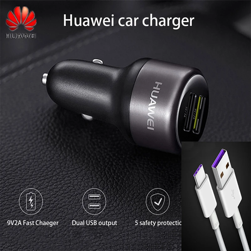 Оригинальное быстрое автомобильное зарядное устройство huawei CP31 18 Вт быстрый адаптер и Micro usb/5A type-C кабель для P10 P9 P8 Lite mate 7 8 20 Lite Nova 2i