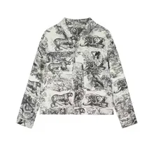 Зима, новая модная винтажная женская джинсовая куртка с животным принтом, пальто с длинным рукавом, с рисунком чернил, свободные деанские пальто размера плюс