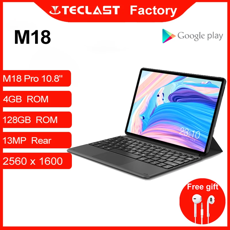 Teclast-Tableta M18 Deca Core, pantalla IPS de 10,8 pulgadas, resolución de 2560x1600, 4GB de RAM, 128GB ROM trasera de 13MP, 5MP, frontal, llamada de red 4G, más nueva