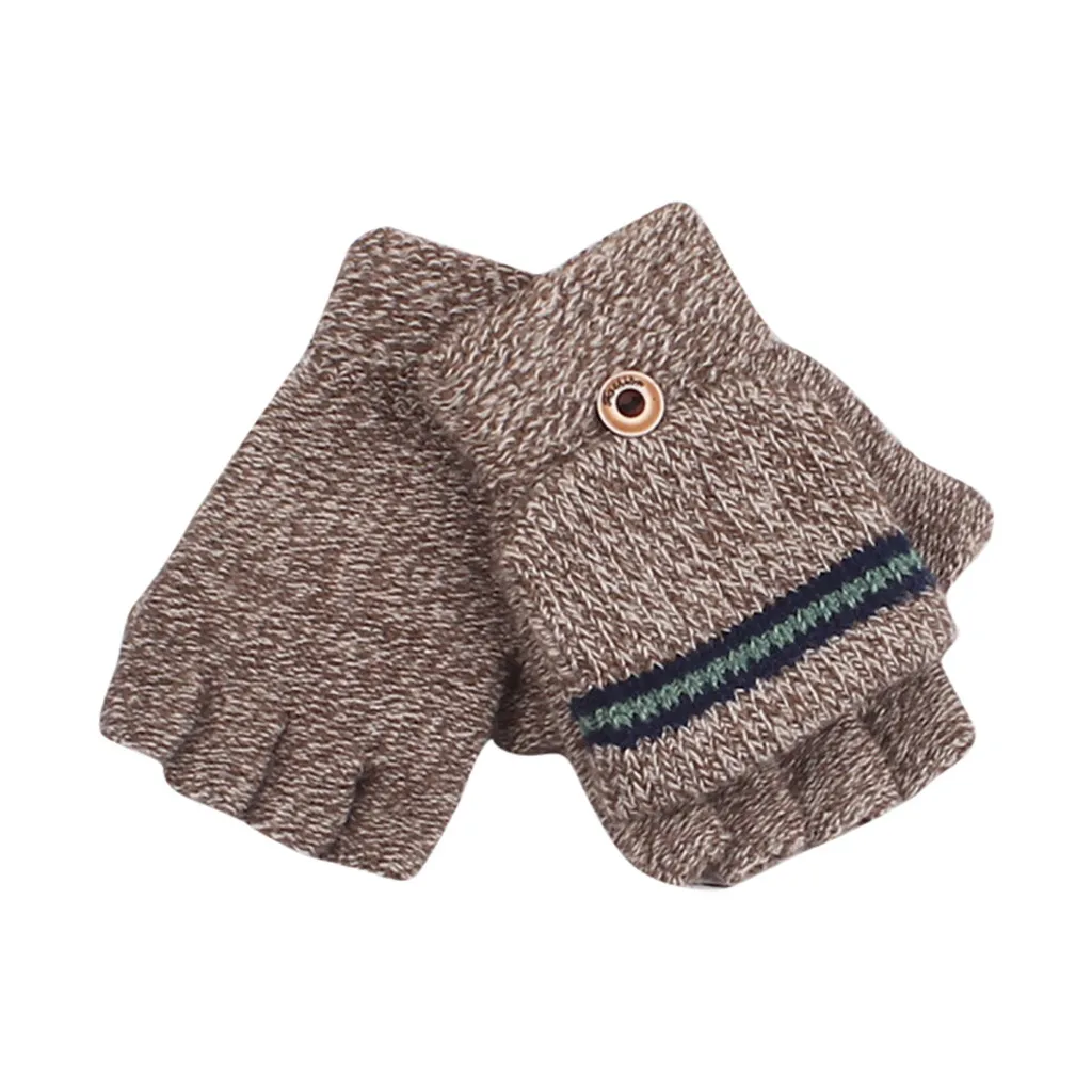 Зимние рождественские детские теплые перчатки для начальной школы, кашемировые вязанные перчатки на половину пальцев, рукавицы Мультфильмы для мальчиков и девочек# Z - Цвет: B