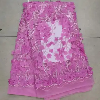 

3D high quality African Lace Fabric mesh tulle lace with Sequins for French Nigerian Wedding Dress Party Cloth 5 yards/lot CJA88