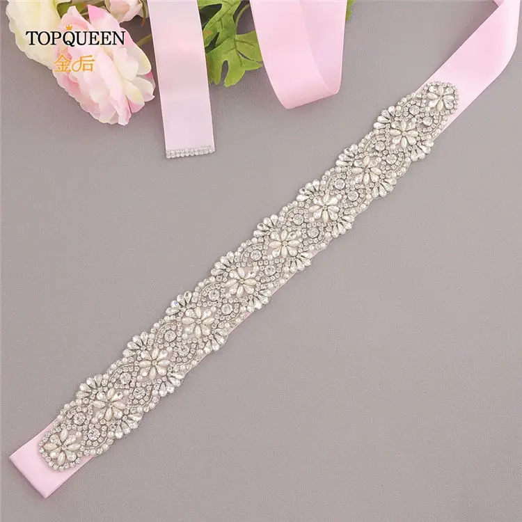 pink TOPQUEEN S04B Iuxury свадебный пояс Женский пояс со стразами и кристаллами свадебный пояс для подружки невесты пояс для свадебного платья - Цвет: pink