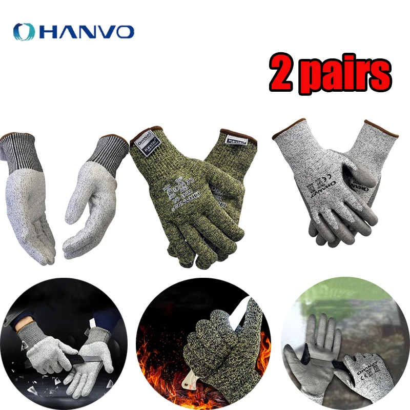 

2 pairs Gloves Safety Cut Proof Stab Resistant Stainless Steel Wire Metal Mesh Level 5 cut prevention Gloves