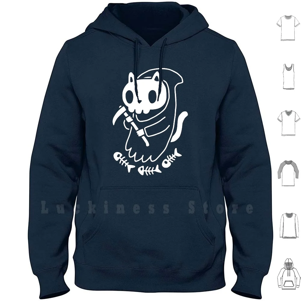 Reaper Cat Felpe Con Cappuccio Cat Cats Death Grim Reaper Reaper Skull Skulls Scythe Skeleton Fish Fish