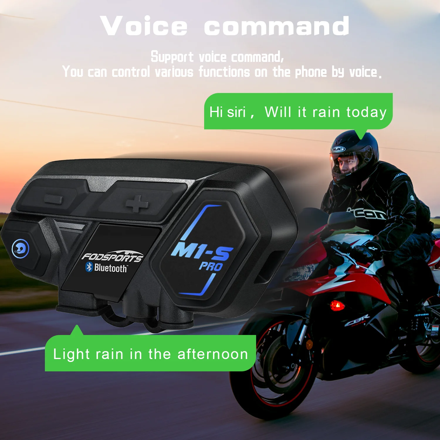 Fodsports M1-S Pro intercomunicador moto Helmet Bluetooth Headset Intercom Motorcycle for 8 Riders Waterproof Intercoms