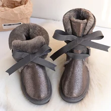 Новинка; Модные женские водонепроницаемые ботинки; австралийские зимние ботинки; зимние ботинки из натуральной кожи; женская теплая обувь на нескользящей резиновой подошве