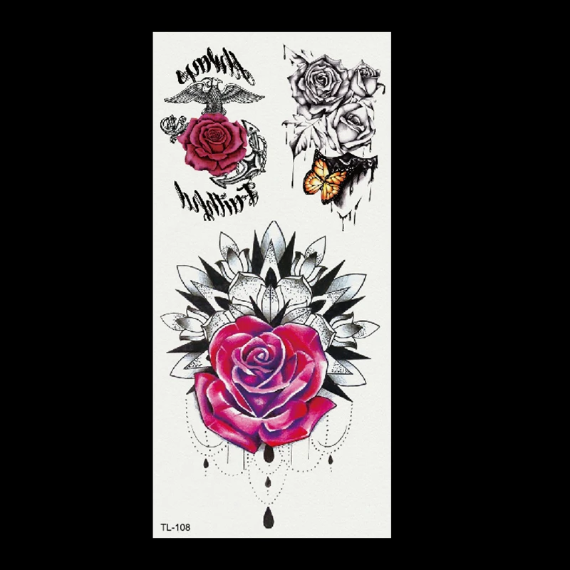 Модные наклейки-татуировки для водонепроницаемых женщин поддельные боди-арт взрослый ручной тату-стикер - Цвет: Темный хаки