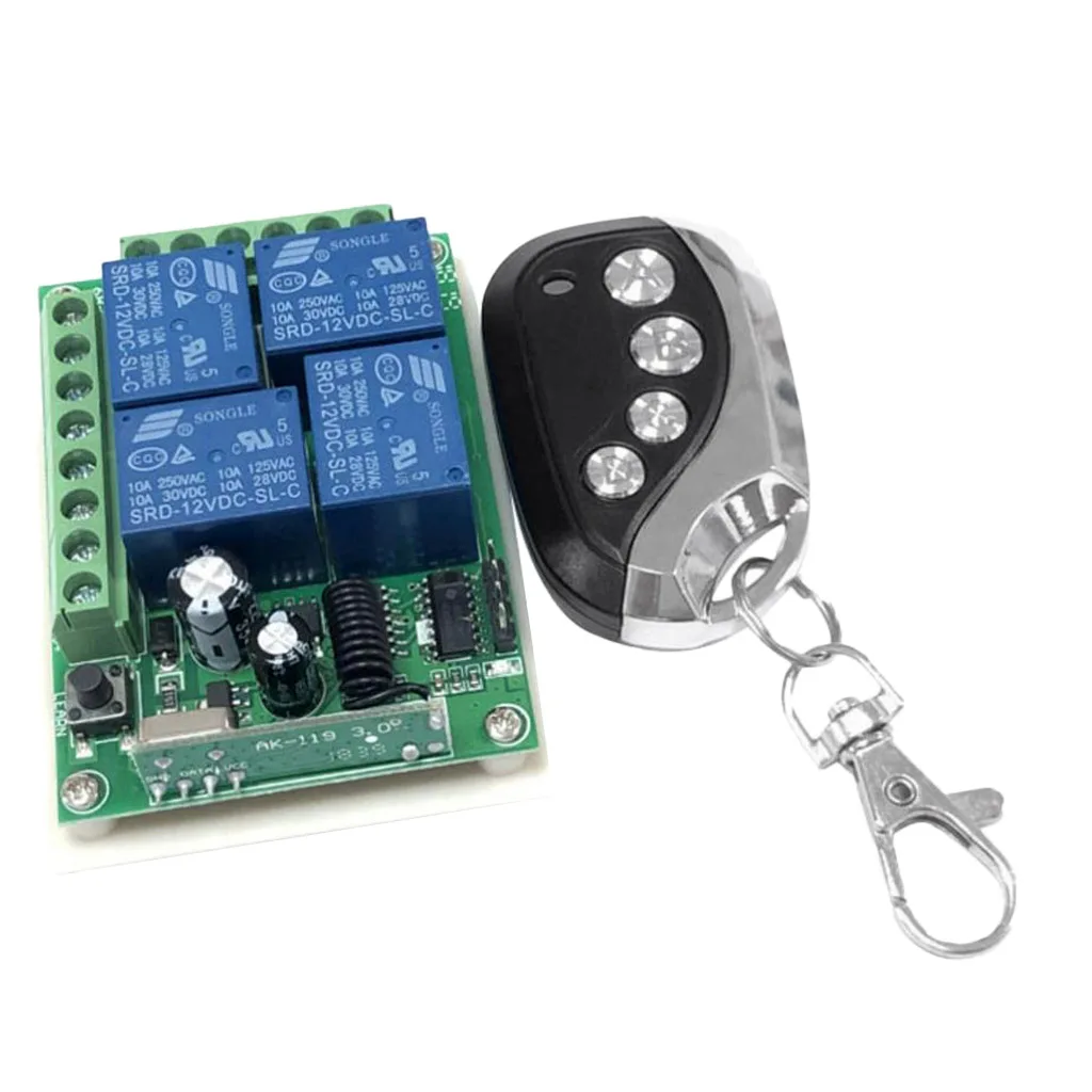 4CH Mini Relay Wireless RF Remote Control Switch -Power LED Lamp Controller(black), Micro Receiver Transmitter 433Mhz