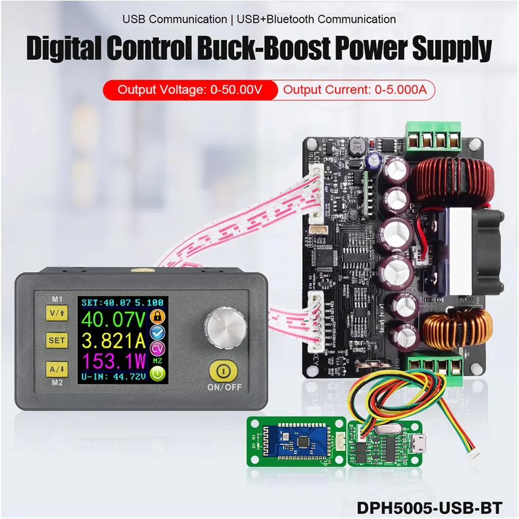 DPH5005-USB-BT понижающий преобразователь постоянного напряжения тока программируемый цифровой контроль источник питания цветной ЖК-вольтметр