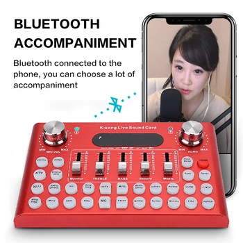 

HOT F007 Live Sound Card Mobile Phone Computer K Song Universal Bluetooth Wireless Sound Card Accompaniment Live Sound Card