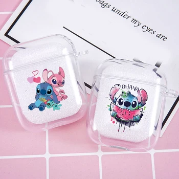 

GYKZ Cartoon Lilo Stitch Earphone Case For Airpods 2 1 Soft Silicone Protective Cover Transparent Animal Wireless Charging Box