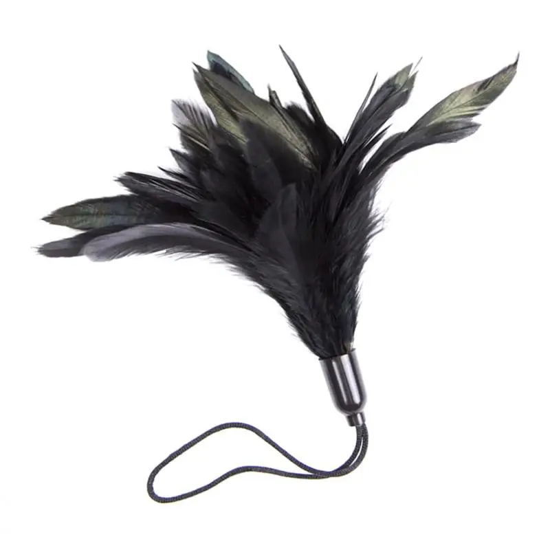 Black Soft Non-irritation Flirting Feather Tickling Teasing Toy for Couple Holiday Wedding Night Party Joke