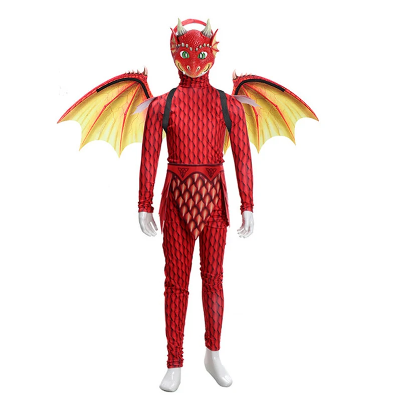 

HaleyChan Halloween Carnival Children's Dragon Mask Wing Set Children's Festival Performance Props Cosplay Dragon Mask Wing Set