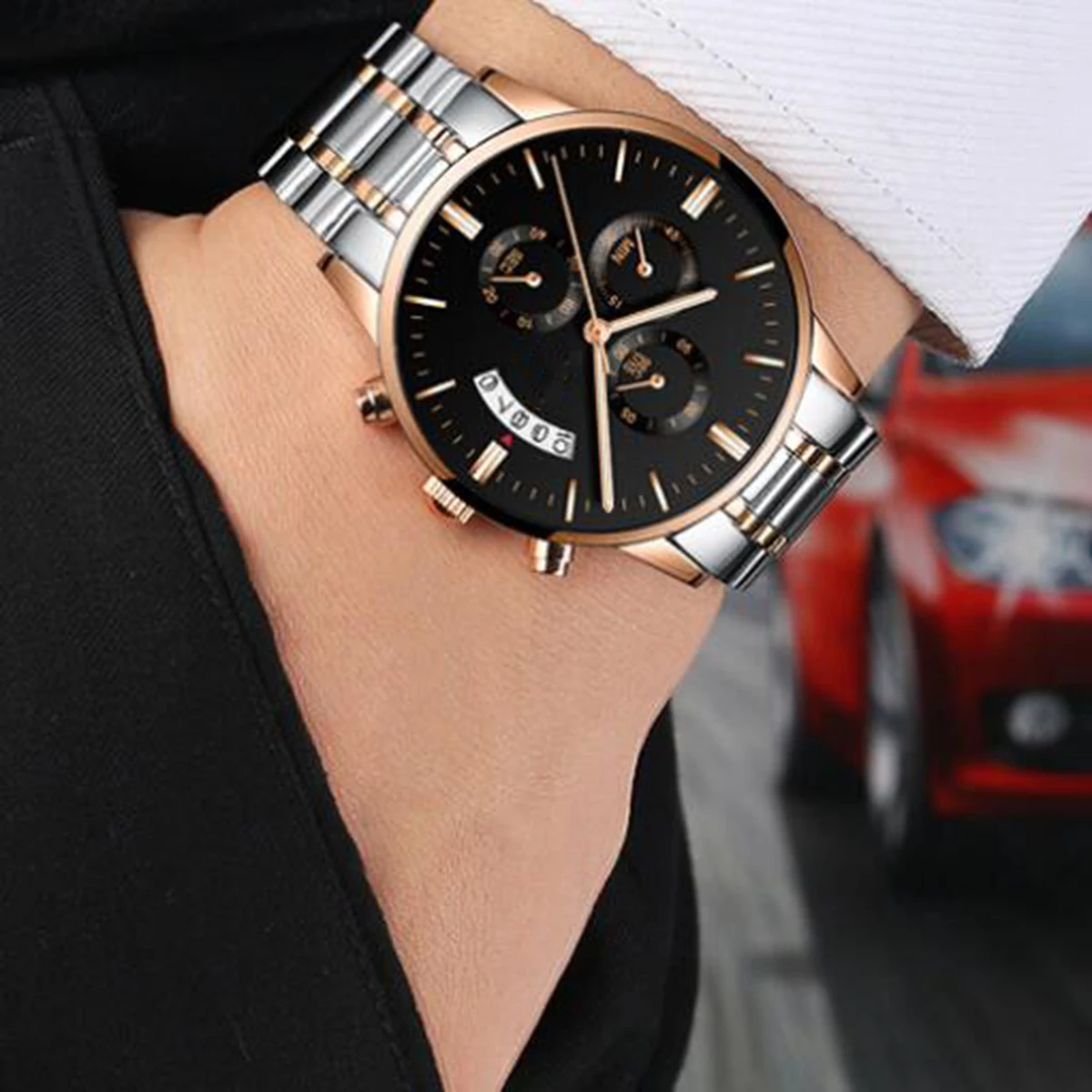 Роскошные мужские часы s, спортивный хронограф, водонепроницаемые кварцевые аналоговые наручные часы для мужчин, полностью Стальные наручные часы