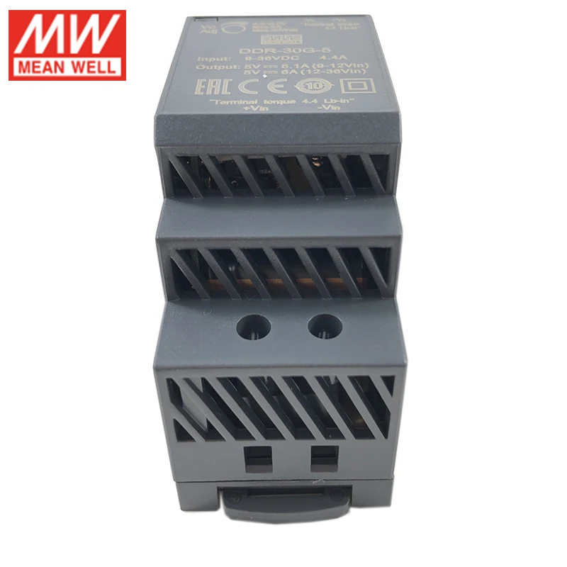 MEAN WELL DDR-30G-12 30 Вт din-рейка input вход преобразователя 9-36 В постоянного тока до 12 В постоянного тока 2.5A 30 Вт Средняя мощность питания(12/24 В постоянного тока до 12В постоянного тока