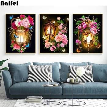 

5d DIY Diamond Painting Flower lantern butterfly Full Square round Diamond Embroidery Rhinestone Picture Diamond Mosaic Painting