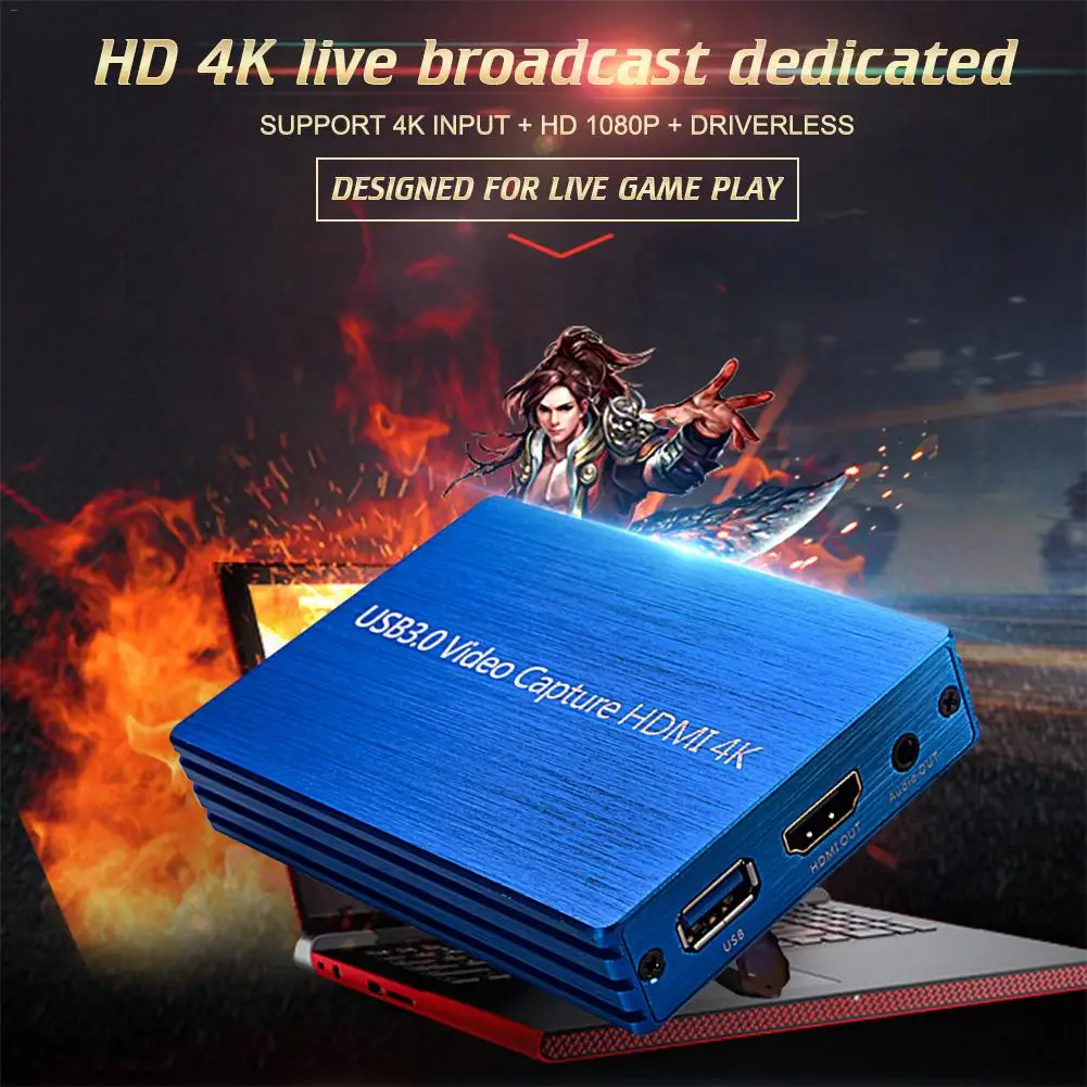 

Video Capture 4K HDMI Capture Card Box USB3.0 Drive-free Game Broadcast Microphone HD 1080p Video Capture