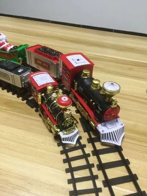 Классическая игрушка, Рождественский поезд, работающий от Baterry, железнодорожный поезд, электрические игрушки, железнодорожная машина со звуком и светильник для детей