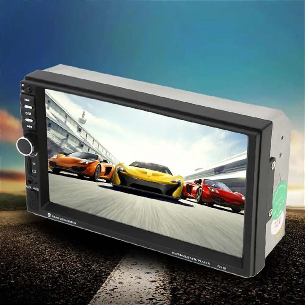 2 Din Universal 7 Inch Screen Display Aux Input Auto Car DVD FM/MP5 Player Vehicle Rear View Camera Input Black