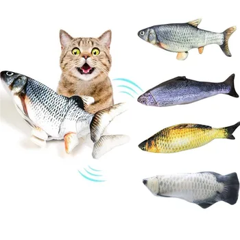 

Simulation Fish Electric Cat Pet Toy Funny Plush Jump Fish Pet Cat Interactive Chewing Catnip Realistic Fish