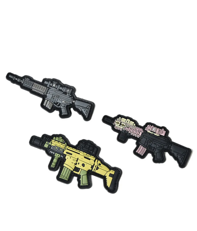 3D PVC Tactical Army Hook and Loop Velcro Gun Patches Rubber Weapon Badges for Clothes Bag Backpack Jacket Hat Beauty DIY | Дом и сад