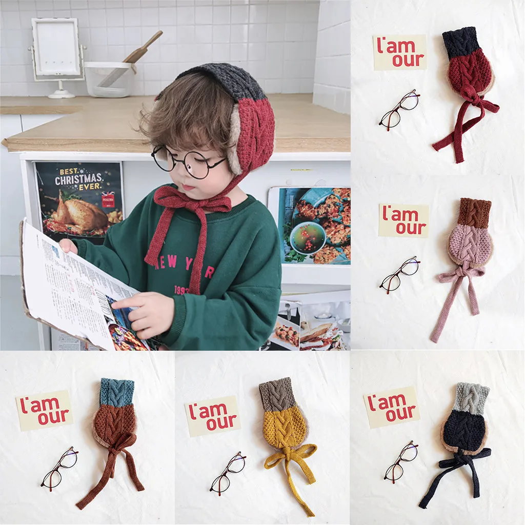 Модный детский шарф 2 в 1, осенне-зимние наушники, теплые плюшевые вязанные наушники для ушей, cache oreille teplye ushi naushniki zimnie# H