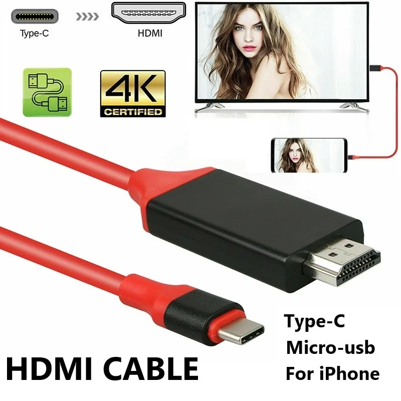 1080P HDMI HDTV кабель для IPhone Type C к Кабель адаптер Hauwei Mate10 Pro S8 Micro Usb Hdmi Samsung|Кабели HDMI| |