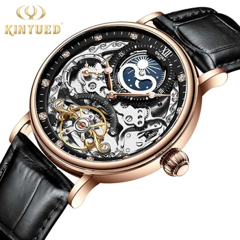 

Mens Watches Skeleton Automatic Mechanical Watch Men Fashion Luxury Tourbillon Multiple Time Zone Watches Men Relojes Hombre New