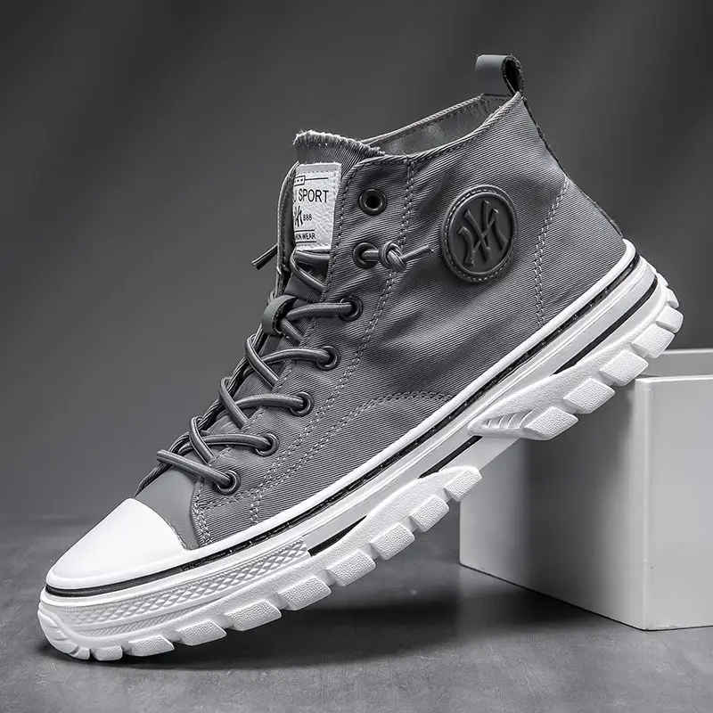 New Men's Canvas Shoes Male High Top 