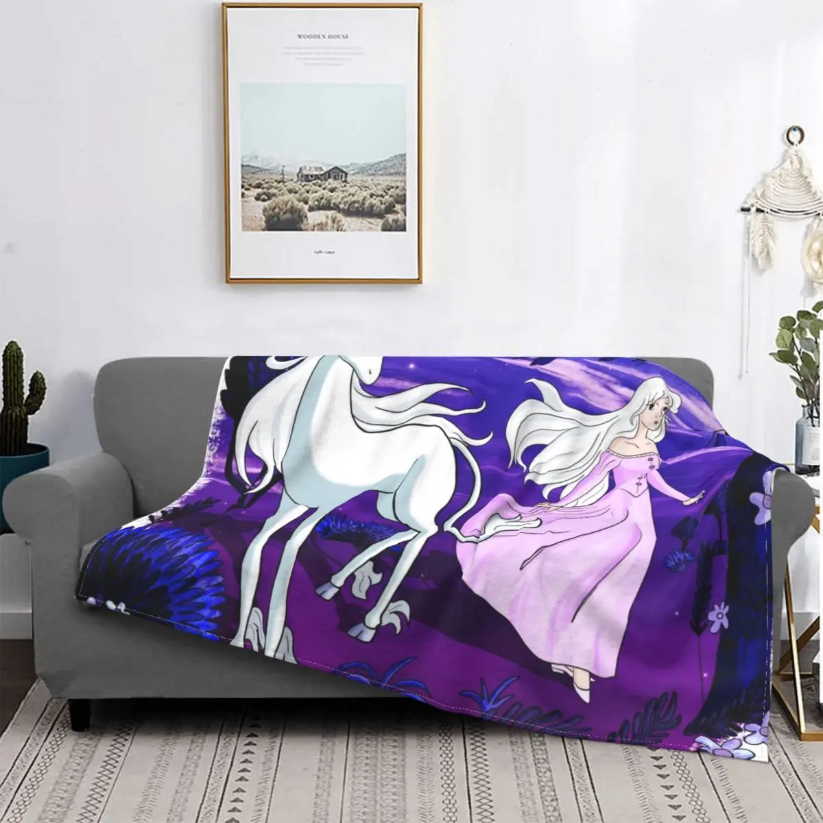 

The Last Unicorn Lady Amalthea Blanket Rainbow Cute Winter Bedspread Plush Soft Cover Flannel Spread Bedding Sofa Office Fluffy