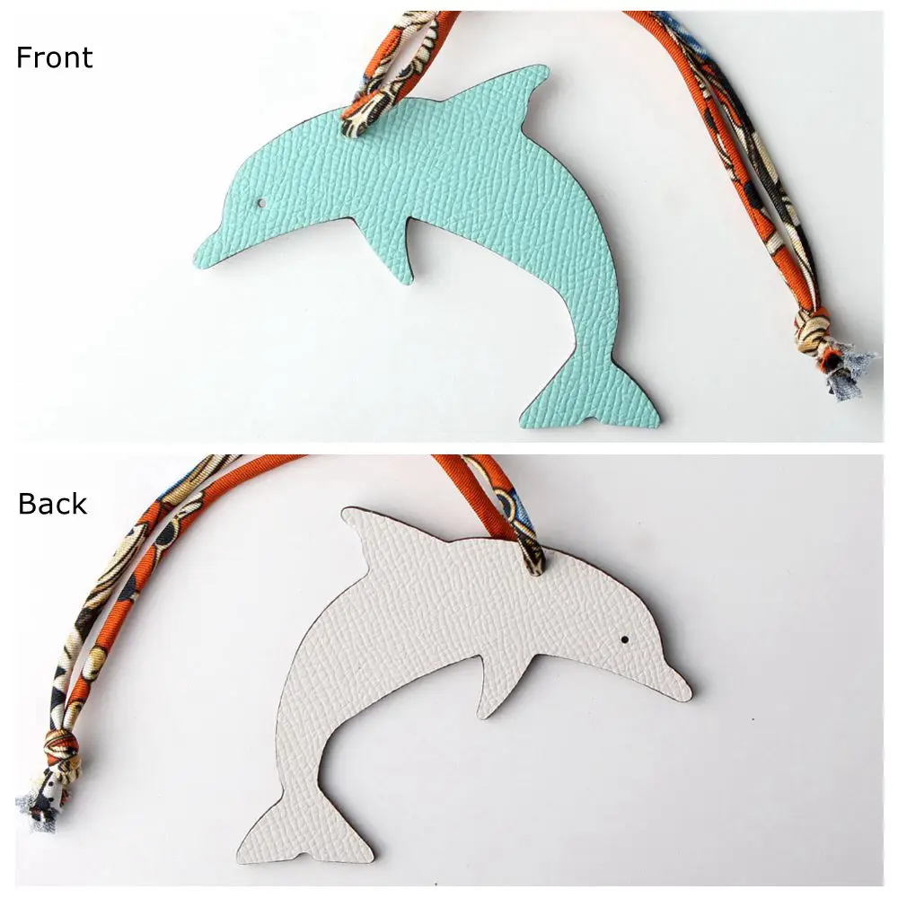Известный бренд дизайнерский Роскошный натуральный шелк натуральная кожа морской конек собака брелок для рюкзака подвеска животное брелок для женщин сумка Шарм - Цвет: DOLPHIN BLUE WHITE