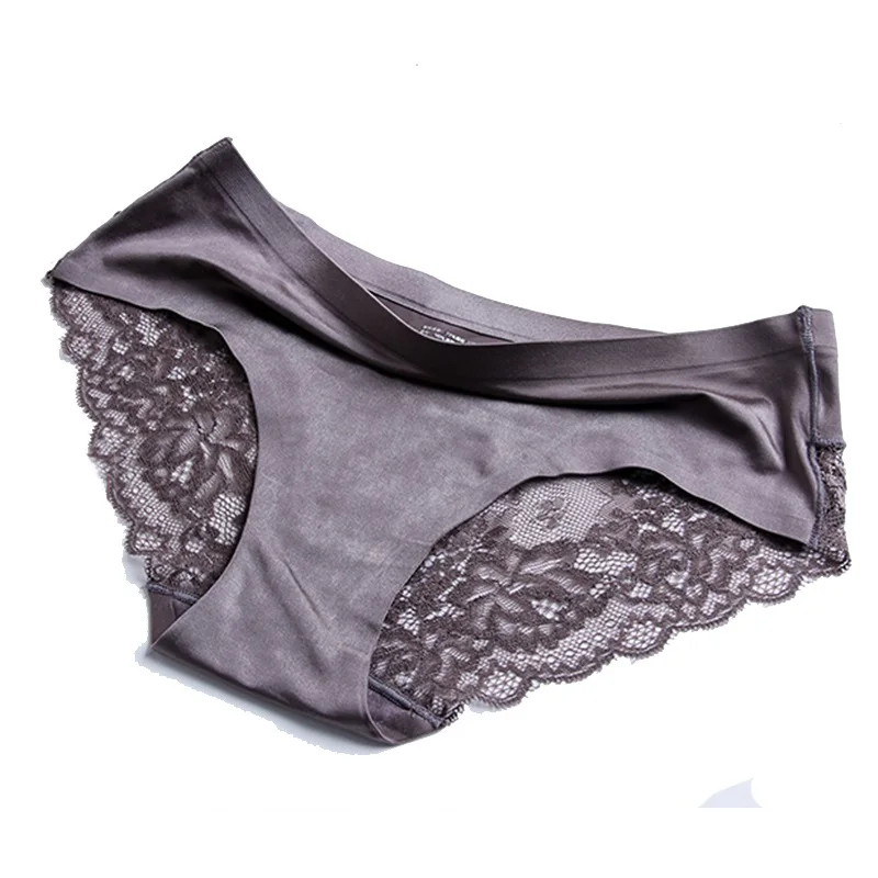 style 1 gray Женские сексуальные кружевные трусики, бесшовное нижнее белье, трусы, нейлон, шелк, для девушек, девушек, бикини, хлопок, промежность, прозрачное белье - Цвет: style 1 gray