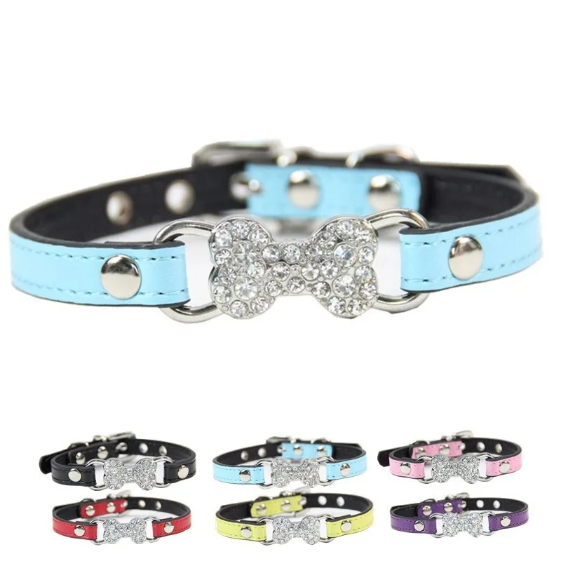 Pet Cat Collar With Diamond Bone Adjustable Dogs Cats Collars Control Handle Training Pet Puppy Kitten Collar Pet Supply Product