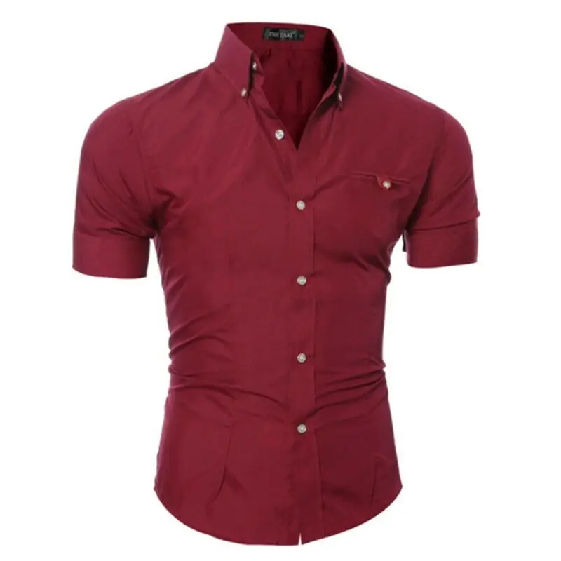 Luxury Men's Slim Fit Shirt Short Sleeve Stylish Formal Casual shirt Tops Short Sleeve Turndown Collar social blouse