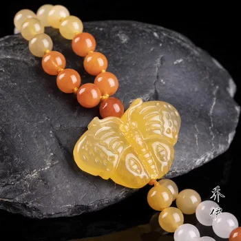 

Natural hetian yellow jade pendant hand carved butterfly jade pendants jade women necklaces fine jade jewelry add certificate